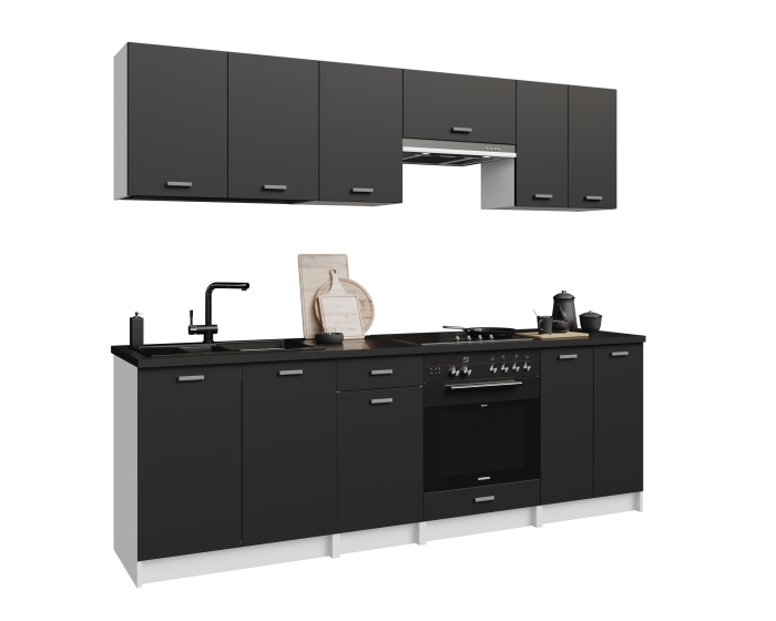 LUNA Cuisine complète 2m40 - 8 éléments - Noir Mat : Élégance et Économie – Image 2