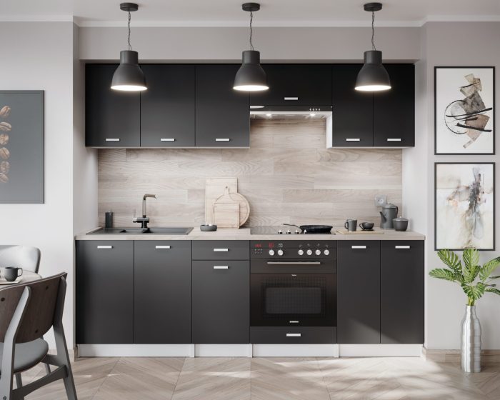 LUNA Cuisine complète 2m40 - 8 éléments - 6 Couleurs : Élégance et Économie