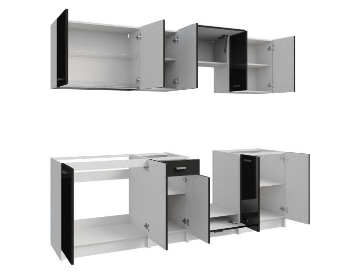 LUNA Cuisine complète 2m40 - 8 éléments - Noir Brillant : Élégance et Économie – Image 4