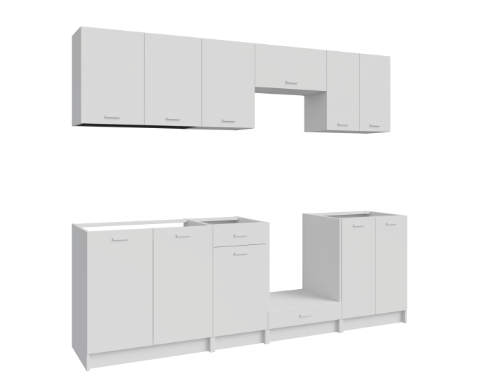 LUNA Cuisine complète 2m40 - 8 éléments - Blanc Mat Effet Boisé : Élégance et Économie – Image 4